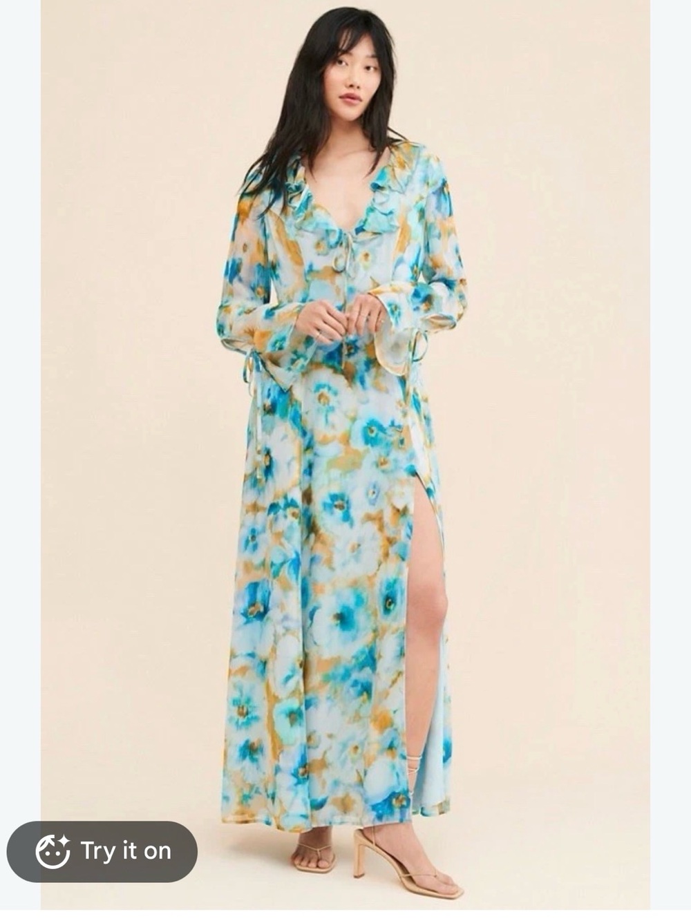 NWOT Free people rays of days wisteria ruffle maxi dress